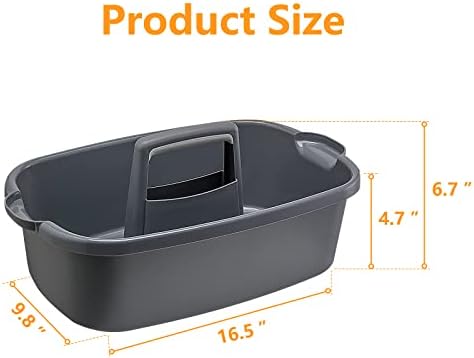 Goderewild 2-Pack Multi-Purpose Plastic Cleaning Caddy with Handle, Shower Caddy Organizer - Storage Basket/Totes Portable for Bathroom Supplies, Cleaning Products, Under Sink Tool. (Gray) - Image 2