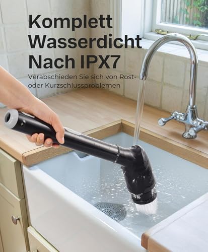 Electric Cleaning Brush, IPX7 Waterproof & 42inch Long Handle, Black - Image 3