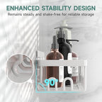 Veken Shower Caddy 3-Pack, Advanced Rustproof Design, No Drilling Adhesive Shelves, Rack with Soap Holder, Large Capacity Bathroom Organizers and Storage, Wall-Mounted Kitchen & Home Decor, White - Image 2