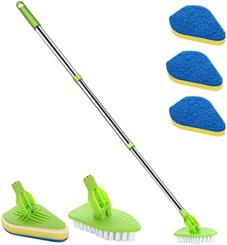 Extendable Scrub Cleaning Brush with Long Handle 35'' - Floor Scrubber by WVIOUOPU