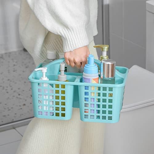 Portable Shower Caddy Basket Plastic Storage Basket with Divided Light Blue - Image 5