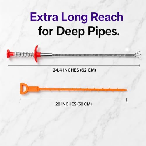 Drain Clog Remover Snake Tool for Hair and Debris, Unclog Toilet, Sink, Shower, Bathtub, Sewer - Image 2