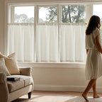 jinchan Rustic Linen Rod Pocket Tier Curtains, 26x36, 2 Panels, Natural - Image 6