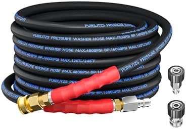 3/8'' Pressure Washer Hose 4800PSI, Steel Wire Biaided Hose 25FT by PURILITZS