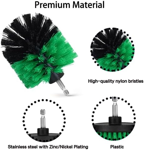 8 Pack Drill Brush Attachment Set,1/4in Power Scrubber Brush + Extend Long Rod, Multi-Purpose Brush Drill Attachment, Power Cleaning Scrub Brush for Bathroom, Tub, Tile(Green) - Image 4