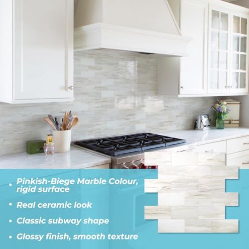 STICKGOO 10-Sheet Peel and Stick Backsplash on Subway Tile, Eurasia Biege - Image 2