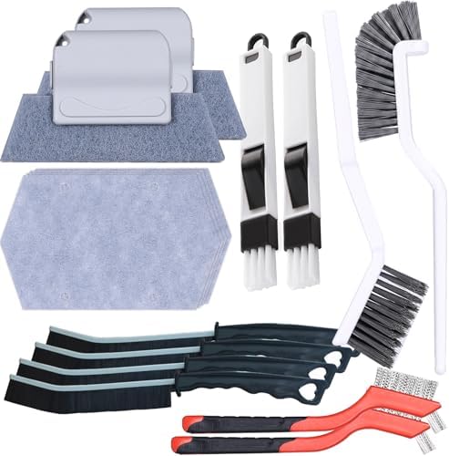16PCS Crevice Cleaning Brush Set - Multi-Purpose Grout Cleaner Brush for Deep Cleaning Gap, Hard Bristle Scrub Brushes Tools, Cleaning Supplies for Household Use,Window, Kitchen, Bathroom by Yodamiack