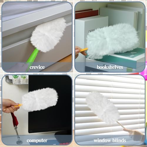 Vesici 300 Pcs Duster Refills Compatible with Swiffer Dusters Bulk Disposable Replacement Thickened with 1 Handle Heavy Duty for Cleaning, Office (White) - Image 4