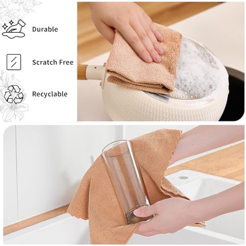 80 Pack Microfiber Cleaning Cloth Roll,Lint Free Rags & Tear Away Reusable Towels Washable Scratch,Ultra Absorbent Dish Rags(12" x 12") for Car Kitchen Home Garage-Dark Coffee - Image 2