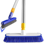12" Wide Floor Scrub and Grout Brush Set With Long Extendable Handle - Stiff Bristle Heavy Duty Cleaner for Tile, Deck, Garage, Kitchen, Bathroom by ITTAHO