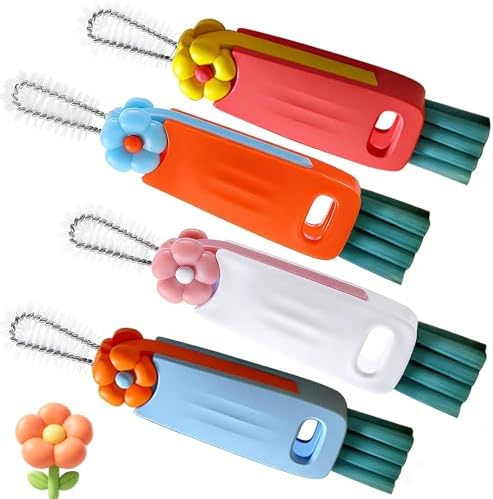 3 in 1 Cup Lid Cleaning Brush, 4PCS Multifunctional Crevice Cleaning Brush for Water Bottle Insulated Cup Tumbler Lid Groove Narrow Space Detail Cleaner Home Kitchen Gadgets by Unknown
