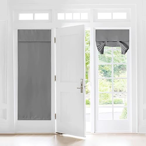 NICETOWN Silver Grey Blackout French Door Curtain for Glass Privacy by NICETOWN