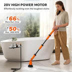 2 Battery Electric Spin Scrubber, 1000RPM Cordless Cleaning Brush Waterproof with 20V Power Supplied, Adjustable Extension Handle, 4 Replaceable Cleaning Heads, Hook, Gloves - for Tub/Tile/Wall/Floor - Image 5