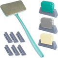 Window Screen Cleaner & Track Cleaning Kit – Mesh Screen Cleaning Brush + 3 Groove Brushes & 6 Replacement Cleaning Cloths – 14.8″ Detachable Long-Reach Handle, Wet & Dry Dual-Use by Ywmoml