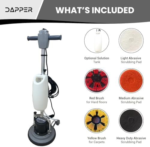 13" Heavy-duty Multi-Functional Floor Buffer Polisher Machine - Clean, Buff, Scrubb and Polish with Ease! Ideal for Carpets Too! Includes Optional Solution Tank, 2 Brushes and 3 Scouring Pads - Image 6