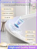 Tilswall Cordless Electric Spin Scrubber - IPX7 Waterproof Cleaning Brush with 180Min Runtime & 43" Extendable Handle, Ideal Gift for Home/Bathroom/Car (Includes 4 Brush Heads) - Image 2