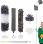 Microfiber Duster Kit High Reach Ceiling Fan Duster with Extendable Pole 100" Telescoping Cobweb Duster for Cleaning, Bendable Head Washable Duster for Ceiling, Fan, Furniture by ARAINY