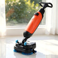 17" Commercial Floor Scrubber, 17" Floor Machine Efficient Cleaning,Carpet Extractor Power Scrub Brush,Walk-Behind Commercial Cleaning Machine, for Home, Office & Bathroom Orange by Unknown