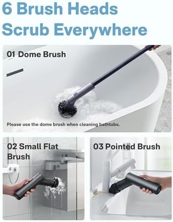HOTO Cordless Electric Spin Scrubber, 6 Brush Heads, for Bathroom, Tile - Image 3