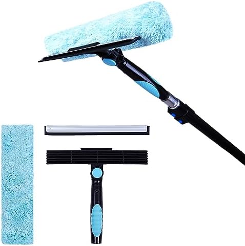 2pcs 11" Window Squeegee & Microfiber Scrubber 2-in-1 Cleaning Tool - Image 7