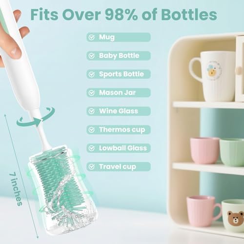 Electric Bottle Brush Cleaner,Rechargeable Baby Bottle Cleaning kit with Formula Mixer, Silicone Nipple&Straw Brush, Soap Dispenser, Drying Rack-IPX7 Waterproof,Long Battery Life for Home & Travel - Image 7