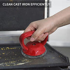Cast Iron Cleaner Scrubber+Tray Heavy Duty Handle, 3mm Welded Chain Mail - Image 2