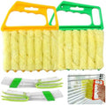 4Pcs Blind Cleaner Duster Tool Set with 7-Finger & 3-Finger Brushes，Washable Multi-Surface Dusting Kit for Wood Blinds, Venetian Blinds, AC Vents, Car Vents, Shutters & Fans (Yellow+Green) by Unknown