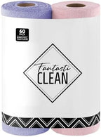 Fantasticlean Microfiber Cleaning Cloth Roll- 60 Sheets,12" (Pink,Lavender) by Fantasticlean