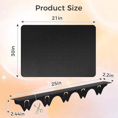 Silicone Stove Gap Covers with Stainless Steel, Oven Gap Filler Seals Gaps Between Stovetop and Counter, Stove Gap Guards Range Trim Kit, Easy to Clean Stove Gap Guard (Black 2 Pack,25"with mat) - Image 2