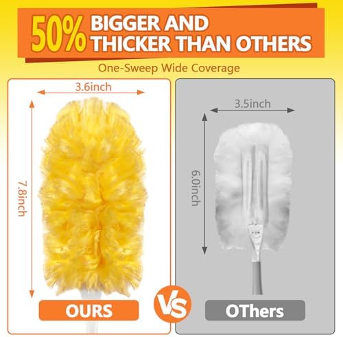 Heavy Duty Duster Refills for Swiffer Duster (40 Count) | 360° Unscented Disposable Multisurface Dusters with 1 Handle- for Home, Blinds, Fans & Corners, Yellow - Image 5