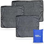 MagicWipe® Bathroom Drying Cloth, 1-40 x 60 cm & 2-30 x 40 Microfibre Cleaning Cloth - Streak & Lint Free Cloth, Premium Quality Drying Towel for Bathrooms, Kitchen, Mirrors (3, Multiplesize Black) by Unknown