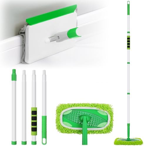 Baseboard Cleaner Tool with Handle, Extendable Long Handle Baseboard Floor Cleaning Tool Duster with Reusable Pads for Floorboard by Qaestfy