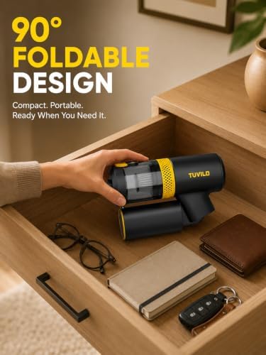 tuvilo Foldable Handheld Vacuum and Blower 4-in-1, 15600Pa Cordless Car Vacuum with Self-Cleaning System, Portable Mini Vacuum Cleaner for Car Home Office Pet Hair, USB-C Rechargeable, Pro Kit - Image 3