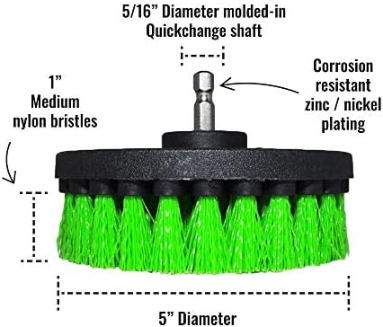 Premium Drill Brush Professional – Medium-Stiff 5 in Green Set of 3 | Scratch-Free Kitchen Cleaning Brush for Ovens, Hobs, Worktops, Floor Tiles, Linoleum and Greasy Cookware - Image 3