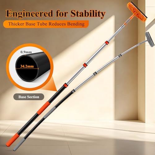 20ft High Reach Window Squeegee with 12ft Heavy-Duty Extension Pole - Image 4