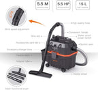 WECLEAN Shop Vac 4 Gallon 5.5 Peak HP Commercial Wet Dry Vacuum Cleaner, Heavy Duty Shop Vac with Blower Function, HEPA Filter, Portable Wet Dry Vac for Garage Car Detailing Construction Cleanup - Image 4
