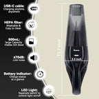pemacom Portable Handheld Vacuum Cordless – 10,000Pa Suction Power, Lightweight 1.8 lbs, Washable HEPA Filter, LED Light, Quiet, 800ml Dustbin, Perfect for Home - Image 2