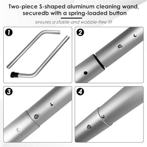 2 Piece Aluminum Vacuum S‑Wand + Floor Brush, Fits ProTeam Backpack Vacuum - Image 5