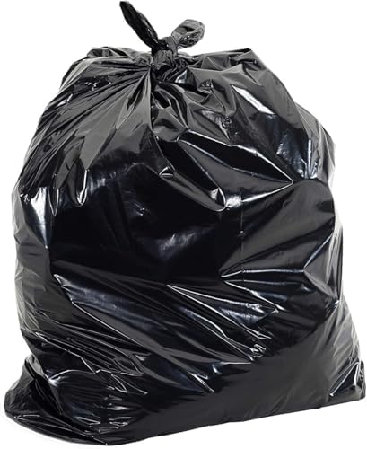 Aluf Plastics 45 Gal Black Coreless Roll Trash Bags, E-Z Tie (Pack of 100) by AlufPlastics
