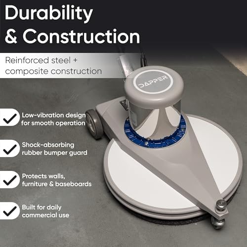 20" High-Speed Commercial Floor Burnisher, 1.5 HP, 1500 RPM, 40ft Cord, Rubber Bumper Guard, with Red, White & Black Pads for Cleaning, Polishing & Burnishing - Image 4