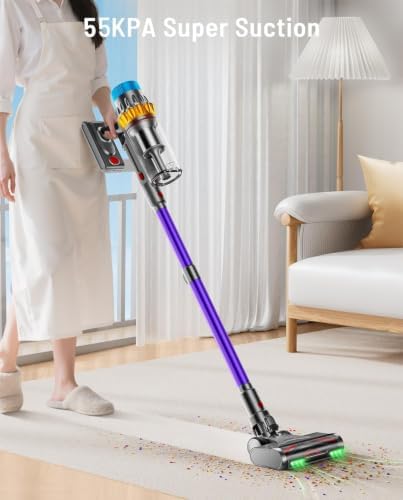 Cordless Vacuum Cleaner, 650W 55KPA 75Min Powerful Vacuum Cleaners for Home, Self-Standing Stick Vacuum Cordless Rechargeable/ Anti-Tangle/OLED Screen/1.8L Cup for Home Pet Hair/Carpet/Hardwood Floor - Image 3