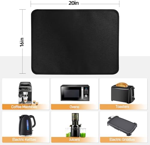 2 PCS Heat Resistant Mats for Countertop Air Fryer, 20x16in, Black - Image 5