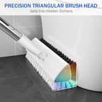 Grout Brush with Long Heavy Duty Handle, 180° Swivel Floor Scrub Brush, V-Shaped Grout Line Scrubber with Stiff Bristles, Cleaning Brush for Deep Cleaning Tile Grout, Shower, Kitchen, and Concrete - Image 2