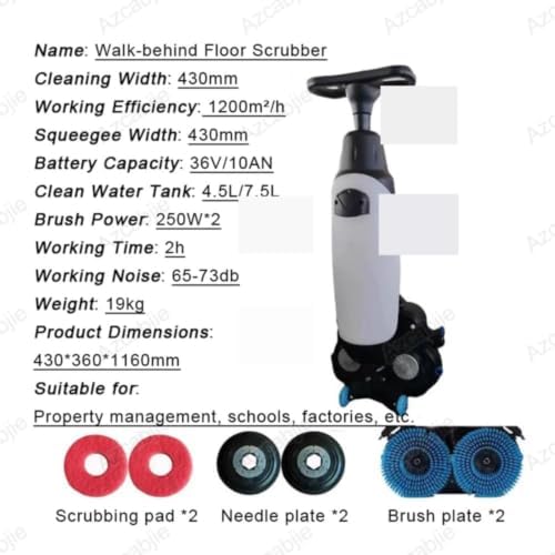 Heavy-Duty Commercial Floor Scrubber Machine, 17in Buffer Polisher - Image 2