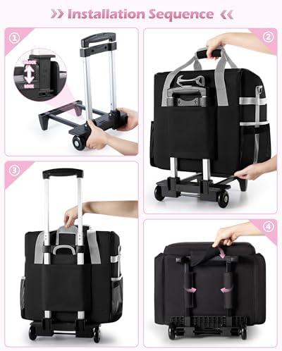 Marscamd Large Rolling Cleaning Caddy Bag with Detachable Trolley, Black - Image 3