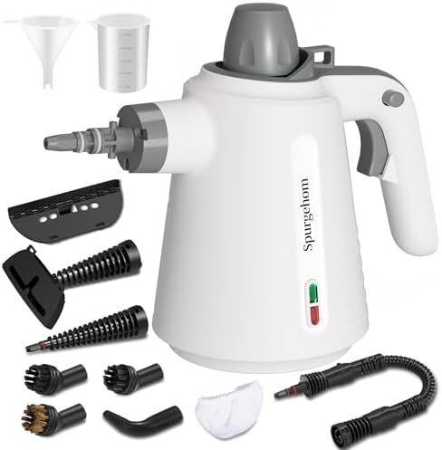 Spurgehom Handheld Steam Cleaner, Portable Steamer with 11 PCS Accessory & Safety Lock, Large Capacity Steam for Cleaning, Multipurpose Steam Cleaner for Home, Car, Window by Spurgehom