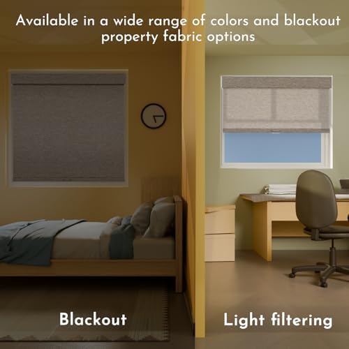Persilux Blackout Roller Shades for Window Blinds,Cordless,Linen Fabric,Thermal Insulated Fabric UV Protection Shades for Home,Office,Bedroom,Door,Blackout-Light Brown,31" W X 72" H - Image 5