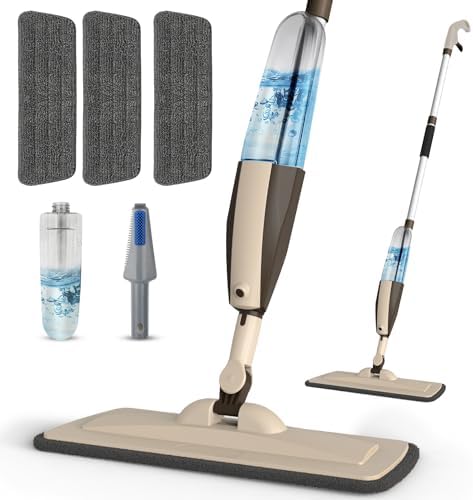 Wet Spray Mop for Floor Cleaning with 14 oz Bottle & 3 Microfiber Pads by PANDAGRIP