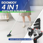 BOOMJOY 4 in 1 Shower Cleaning Brush, 58" Extendable Tub and Tile Scrubber Set, Grout Brush with Long Handle, Shower Tile Floor Scrubber for Cleaning Baseboard Bathroom Toilet Kitchen - Image 2