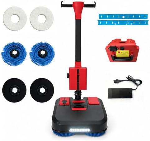 17" Commercial Floor Scrubber Machine Cordless with LED Light by Unknown